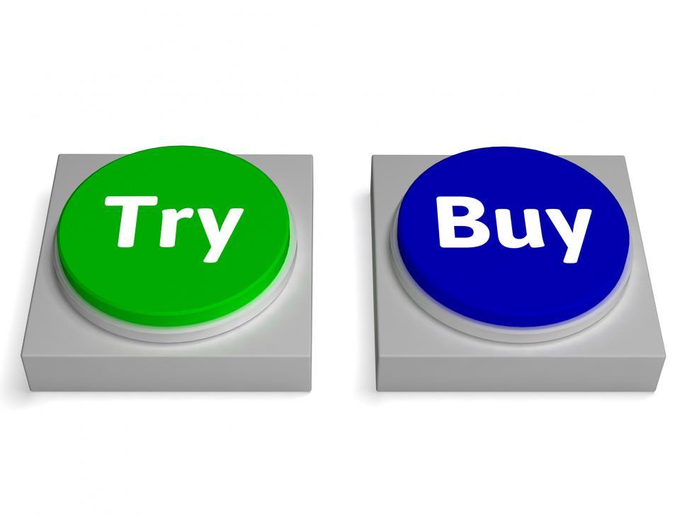 Free Image of Try Buy Buttons Shows Trying Or Buying 