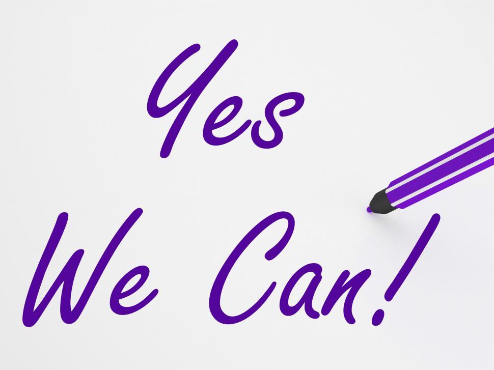 Free Image of Yes We Can! On Whiteboard Shows Teamwork And Success 