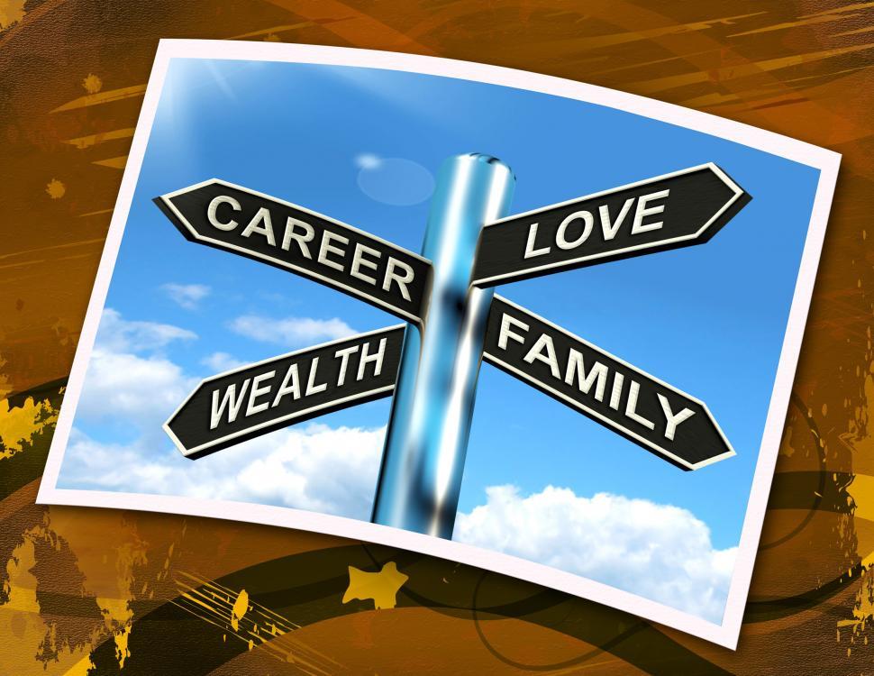 Free Image of Career Love Wealth Family Sign Shows Life Balance 