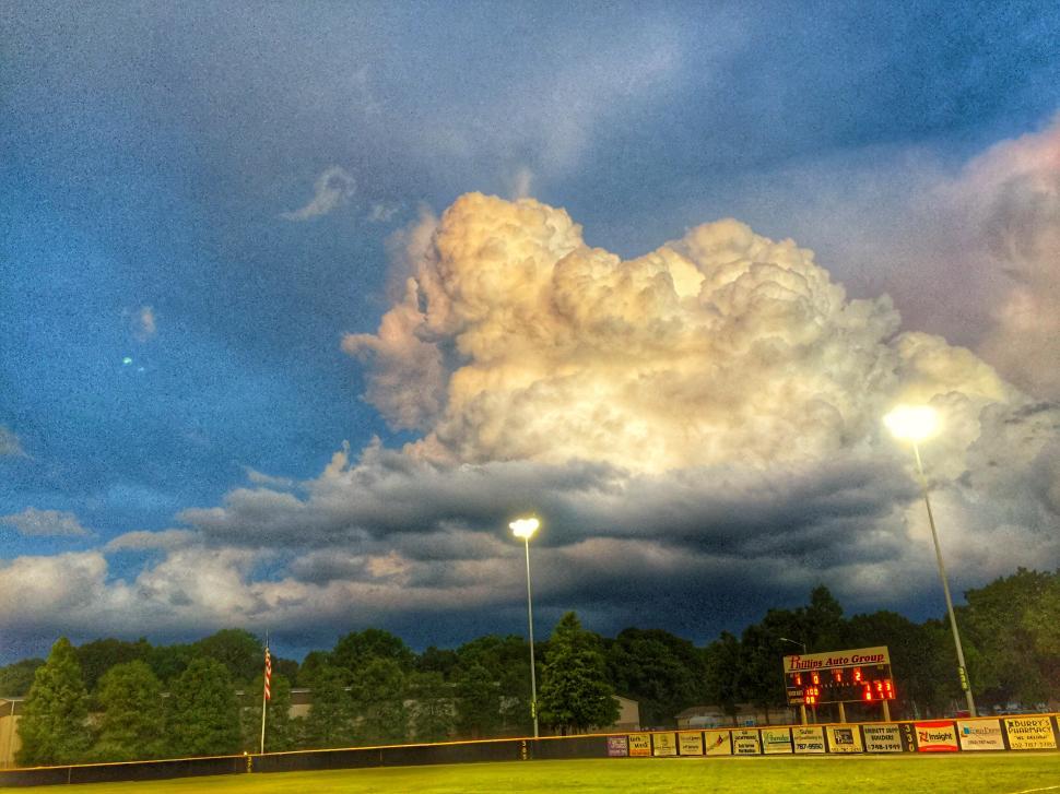 Free Image of Storm is Brewing Over Ballfield  