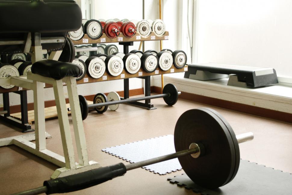 Free Image of Row of Exercise Equipment in a Gym 