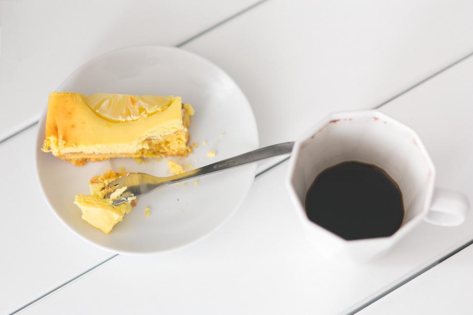 Free Image of White Plate With Cake and Coffee Cup 