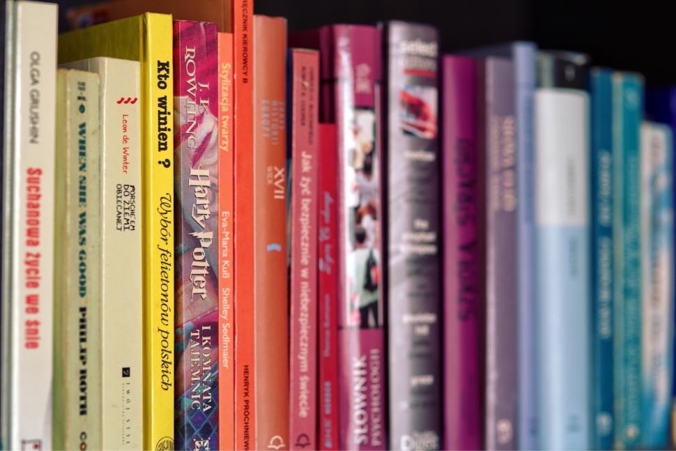 Free Image of Colorful books bookshelf harry potter shelf collection 