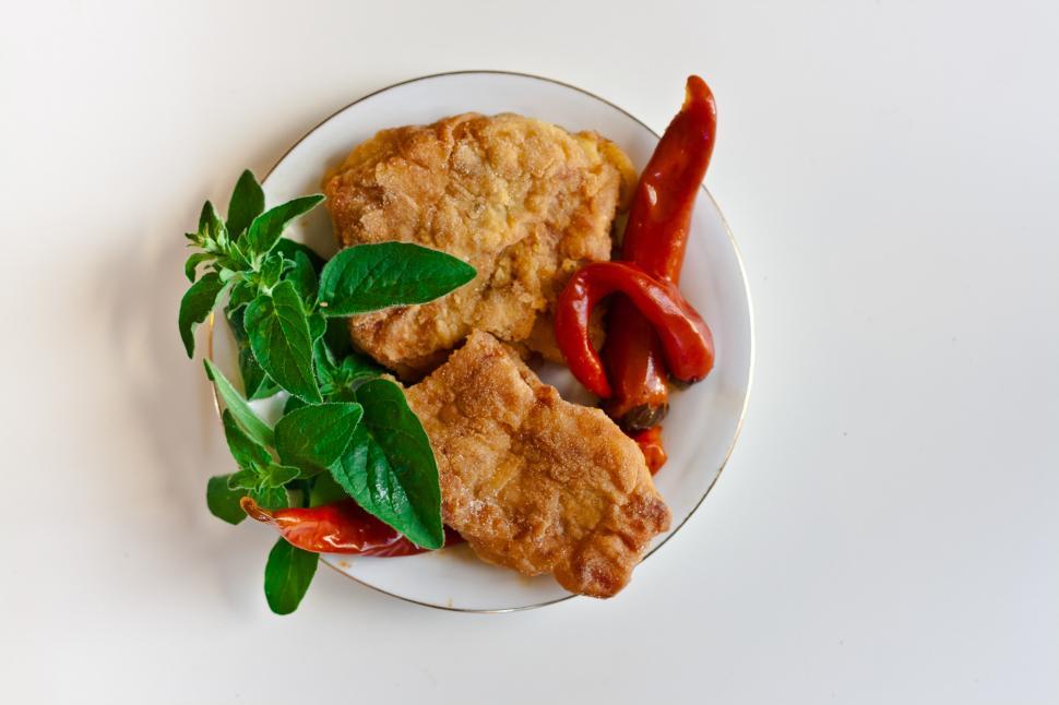 Free Image of White Plate With Meat and Vegetables 