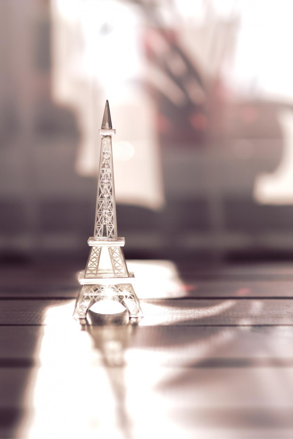 Free Image of Miniature Eiffel Tower Model on Table 
