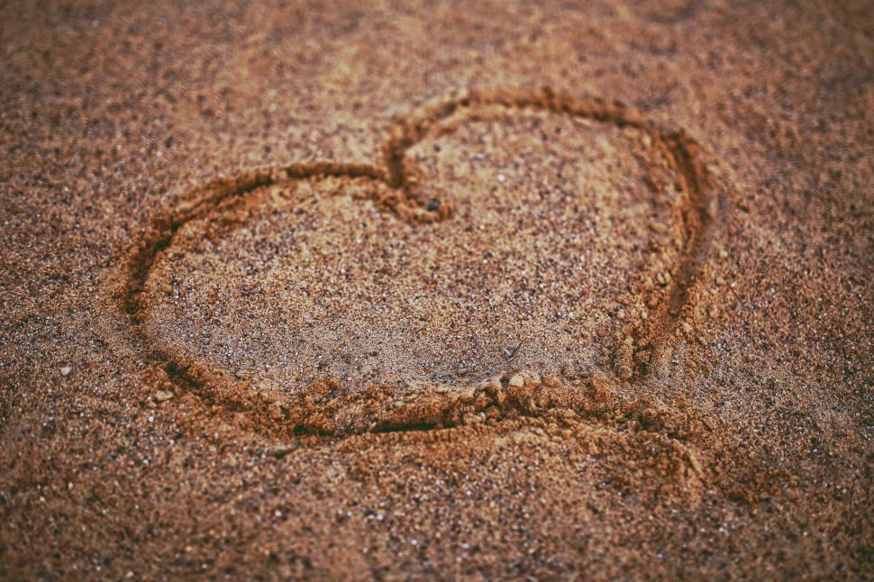 Free Image of Heart Drawn in Sand on Beach 