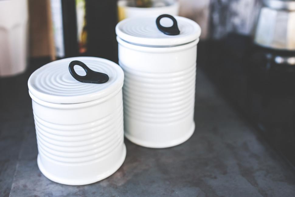 Free Image of Two White Cups on a Table 