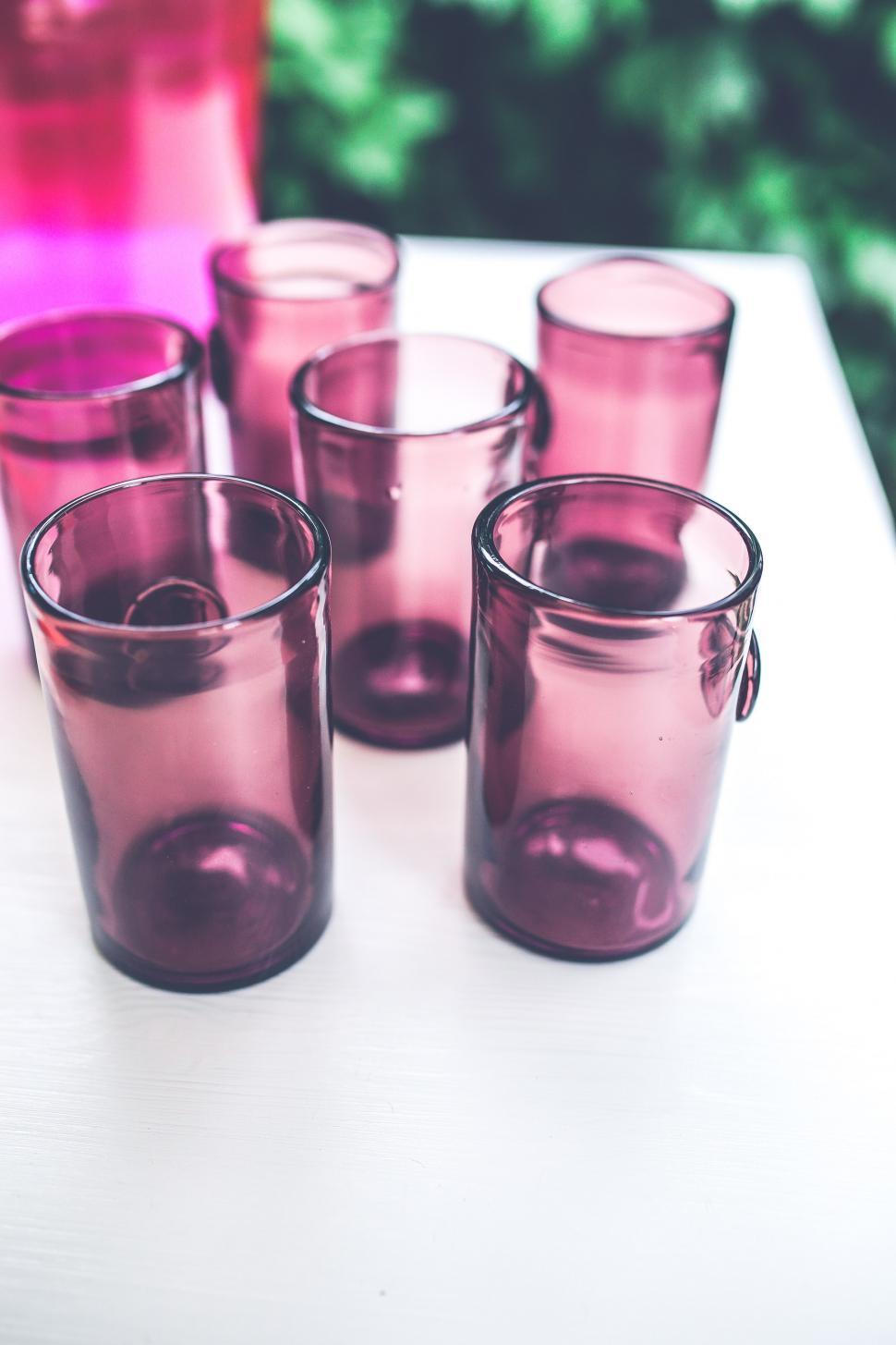 Free Image of Group of Glasses on Table 