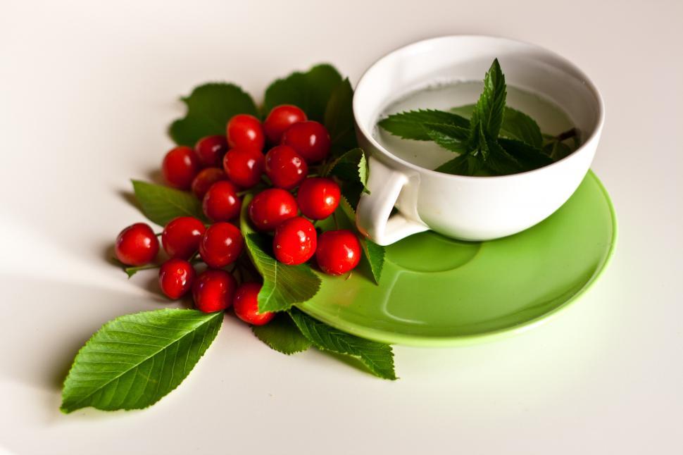 Free Image of A Cup of Tea and Berries on Plate 