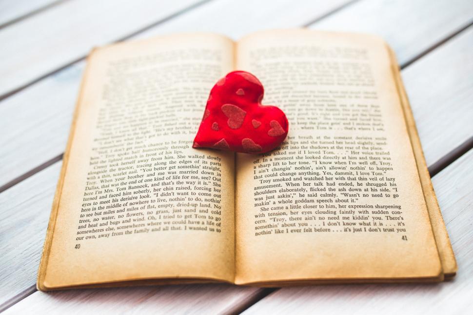 Free Image of Book With Red Heart 