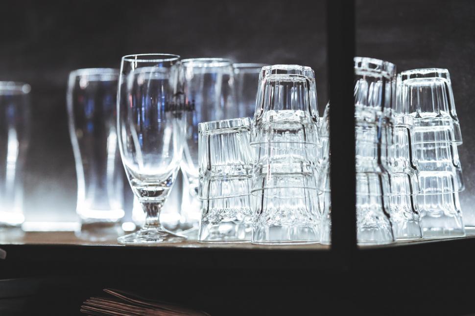 Free Image of Group of Glasses on Table 