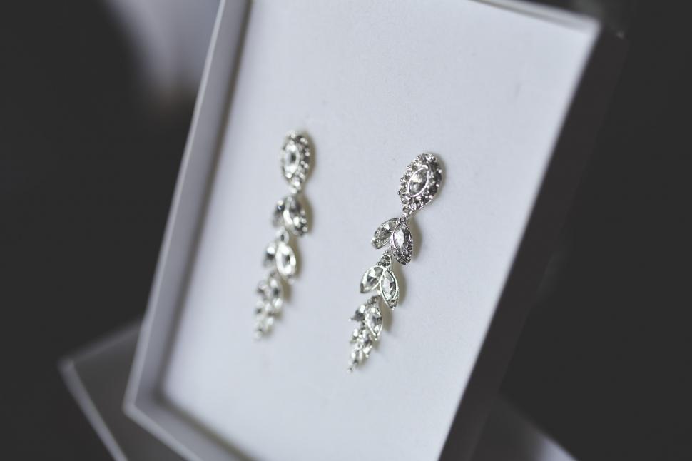 Free Image of Diamond Earrings in Box 