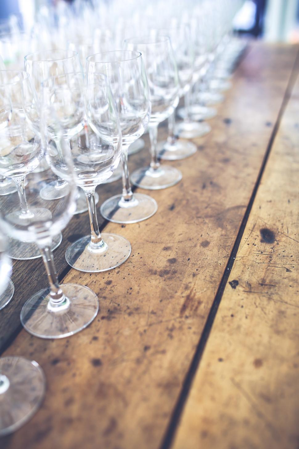 Free Image of Array of Wine Glasses on Table 