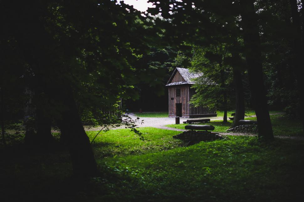 Free Image of Alone Church Green Tree Trees Wood Woods building forest house lonely wooden boathouse shed building structure outbuilding house architecture water housing landscape dwelling sky 