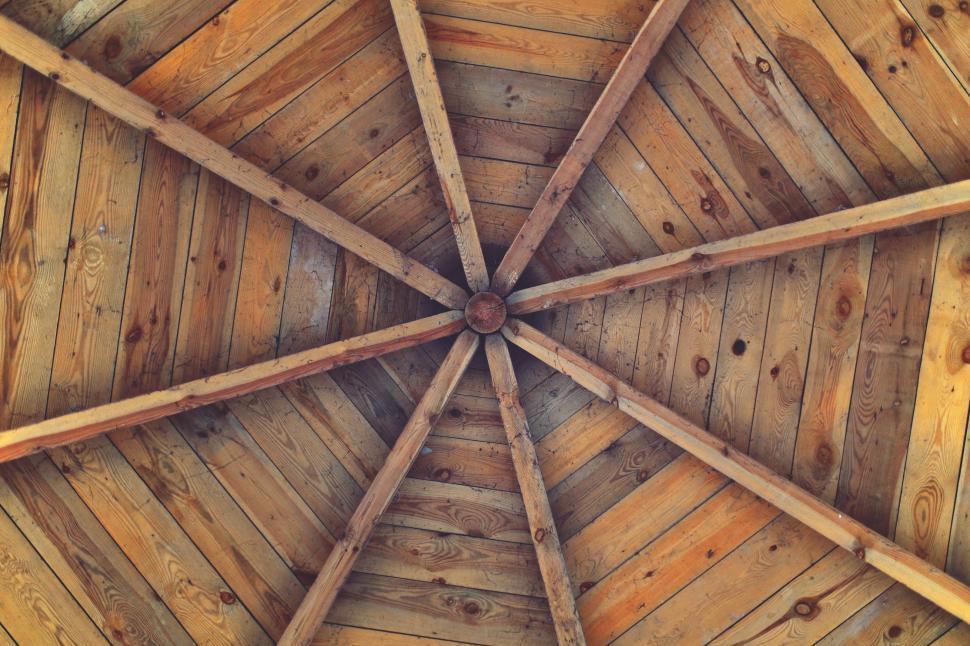 Free Image of Overhead View of Wooden Umbrella 