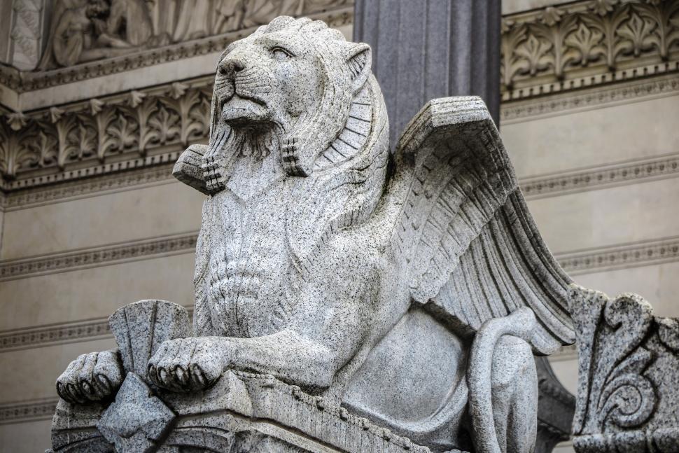 Free Image of Carved winged lion 
