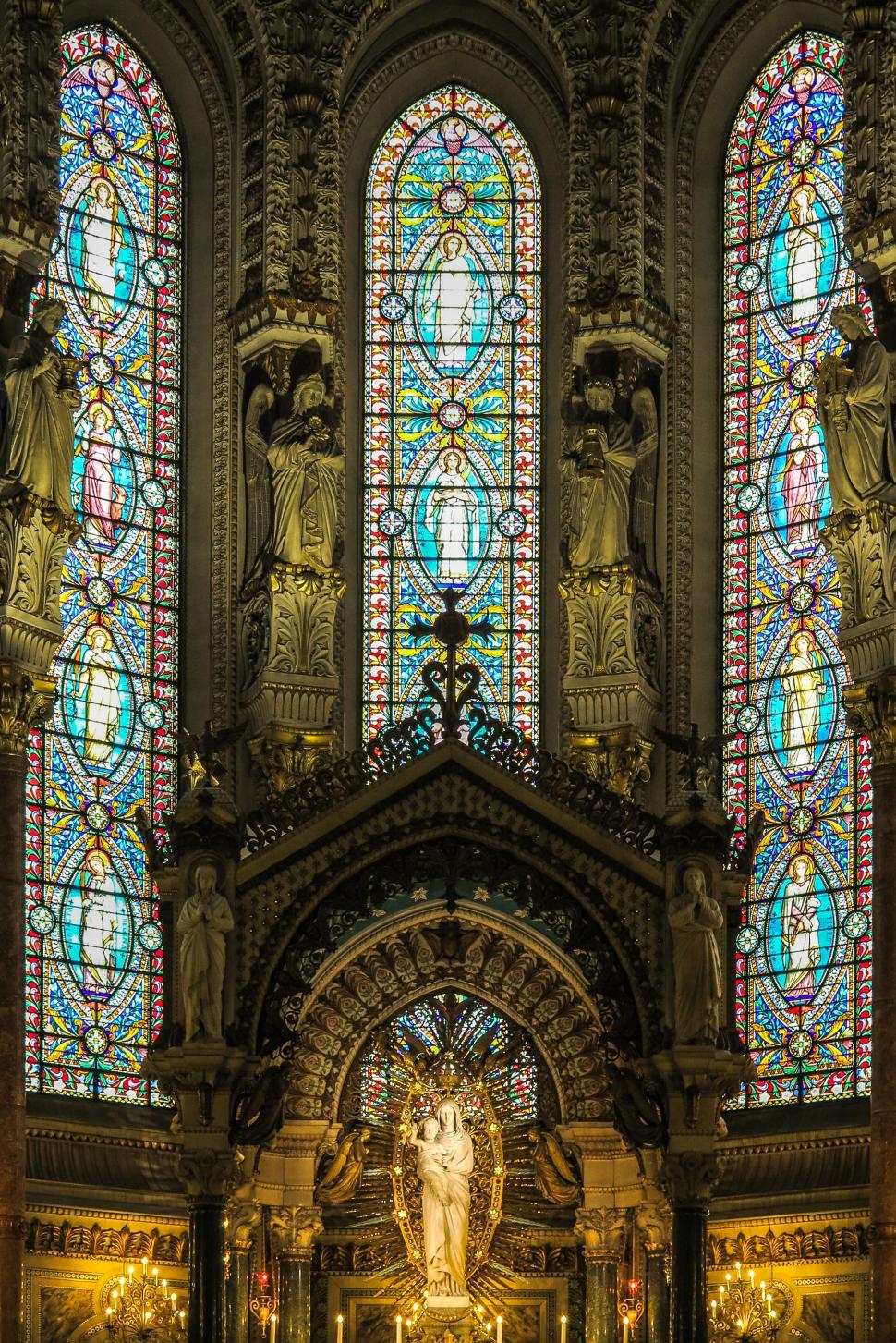 Free Image of Stained Glass in Lyon Cathedral 