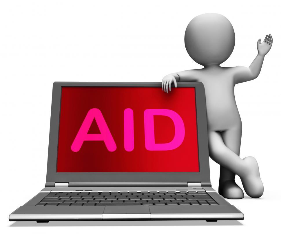 Free Image of Aid And Character Laptop Shows Assisting Aiding Helping Or Relie 