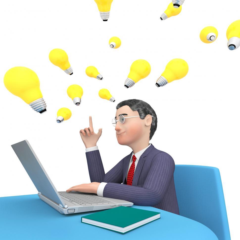 Free Image of Character Businessman Shows World Wide Web And Computer 3d Rende 