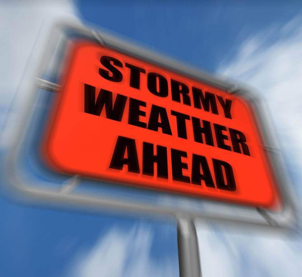 Free Image of Stormy Weather Ahead Sign Displays Storm Warning or Danger 