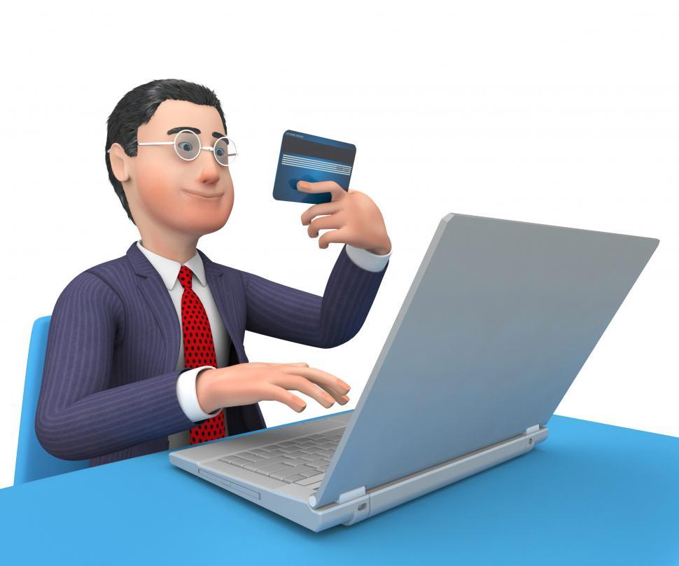 Free Image of Credit Card Indicates World Wide Web And Businessman 3d Renderin 