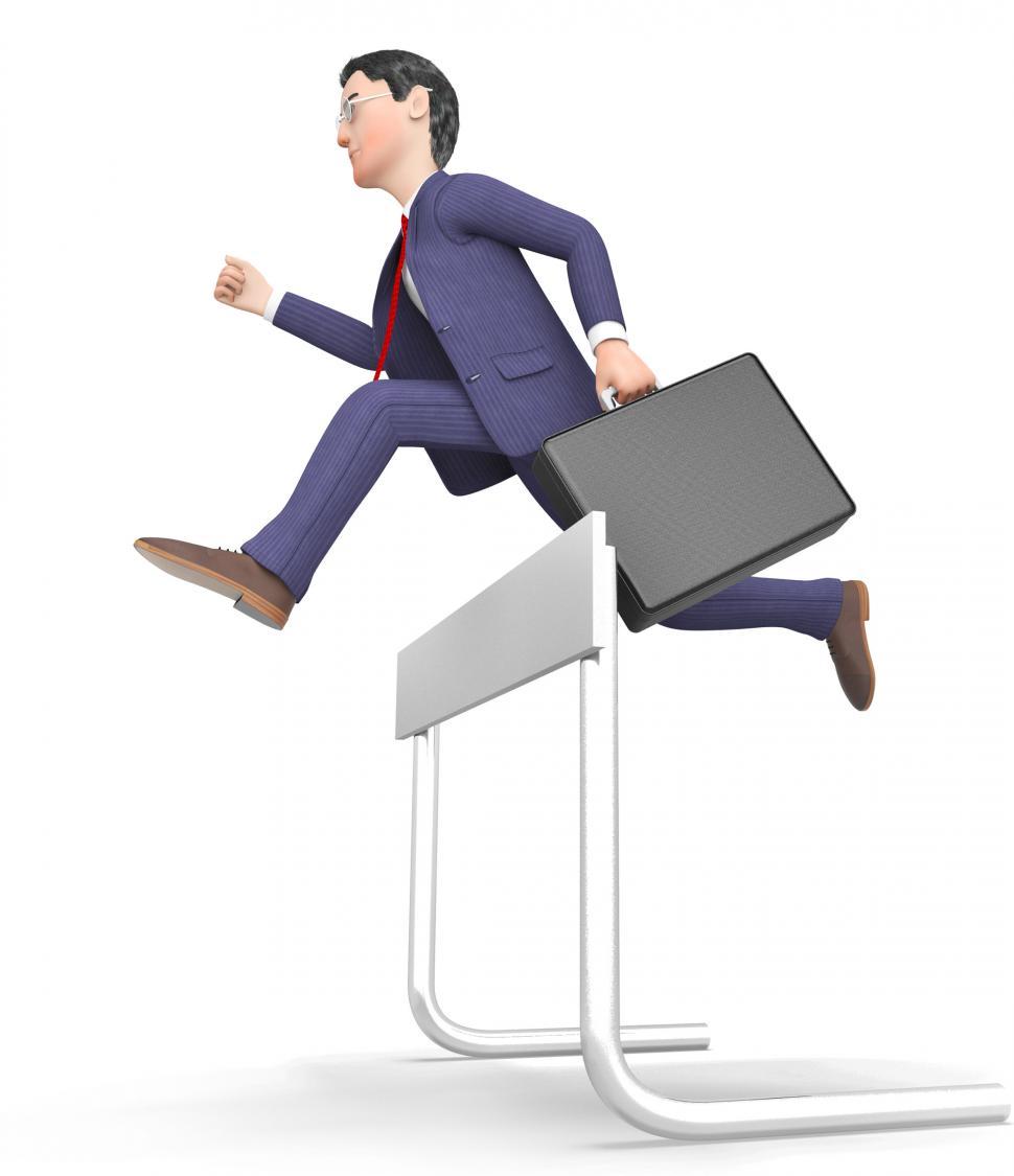 Free Image of Win Businessman Represents Climb Over And Blocked 3d Rendering 