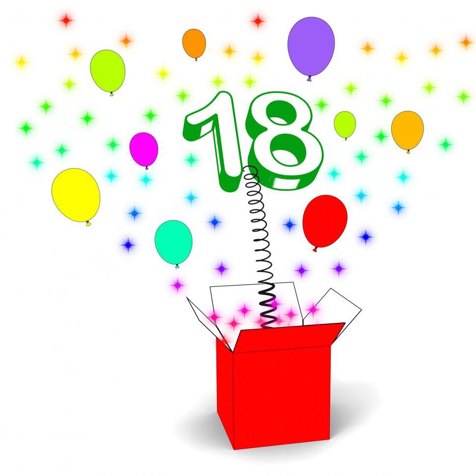 Free Image of Number Eighteen Surprise Box Means Party Decorations And Sparkli 