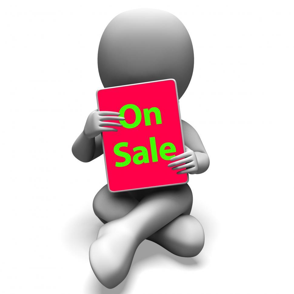 Free Image of On Sale Tablet Character Shows Promotional Savings Or Discounts 