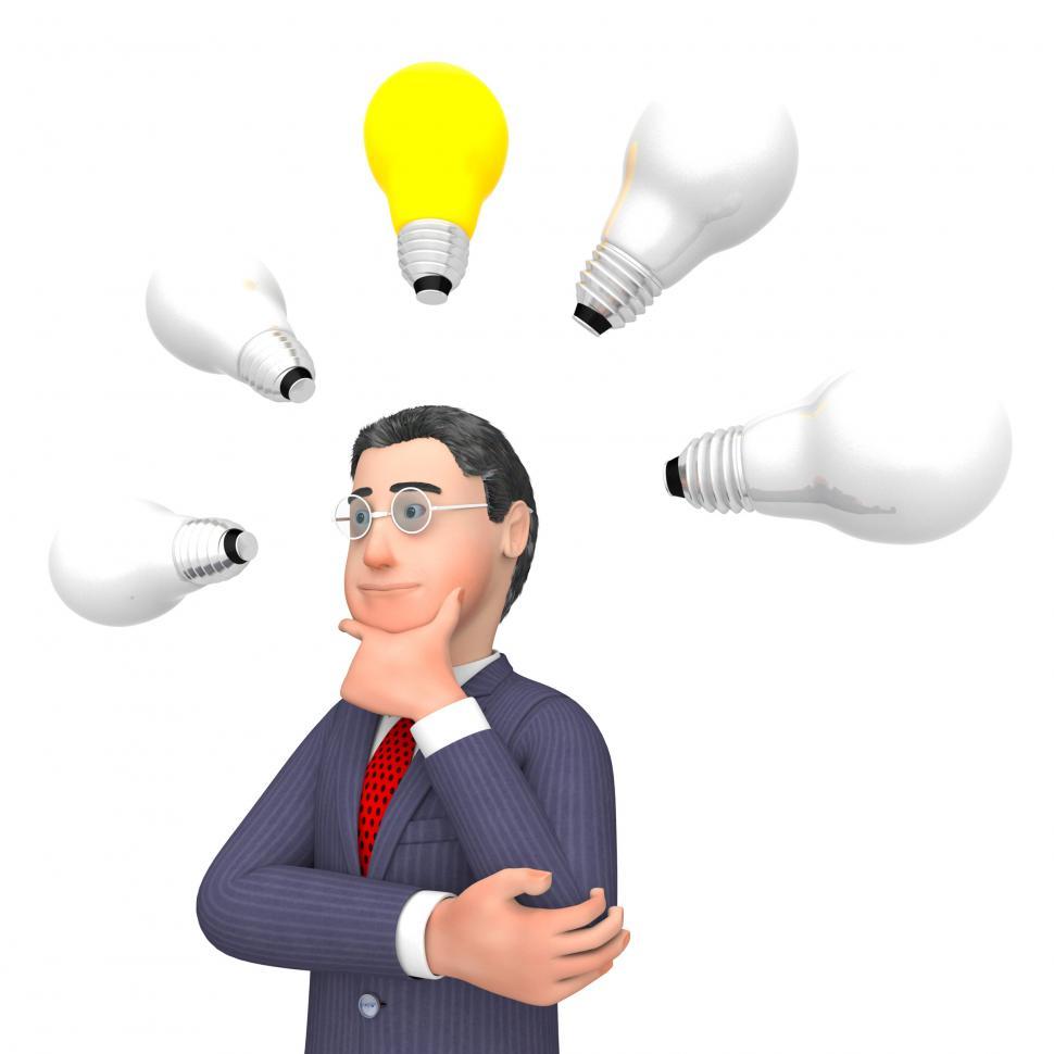 Free Image of Lightbulbs Businessman Indicates Power Sources And Character 3d  