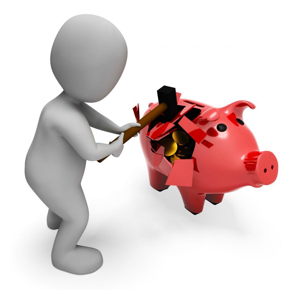 Free Image of Save Character Indicates Spending Word And Banking 3d Rendering 