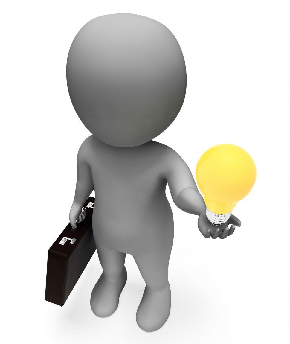 Free Image of Lightbulb Idea Represents Business Person And Character 3d Rende 