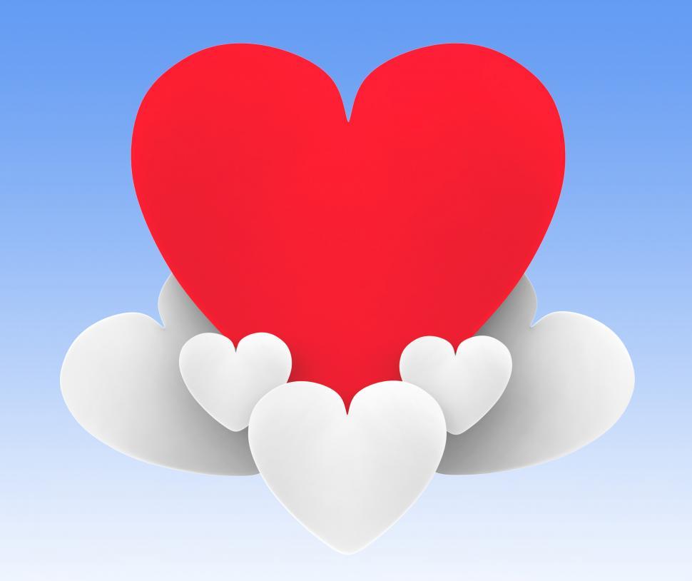 Free Image of Heart On Heart Clouds Means Beautiful Relationship Or Passionate 