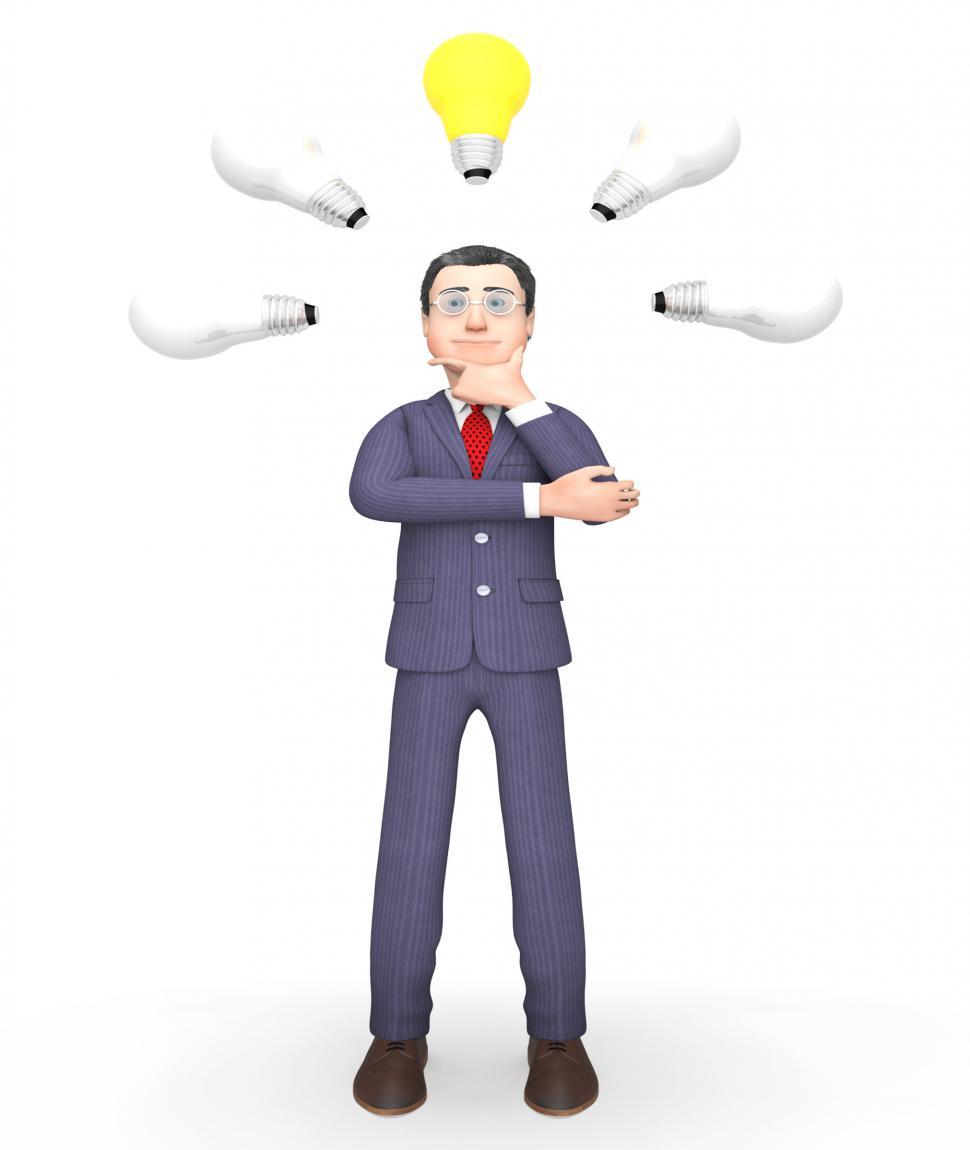 Free Image of Businessman Character Means Power Sources And Ideas 3d Rendering 