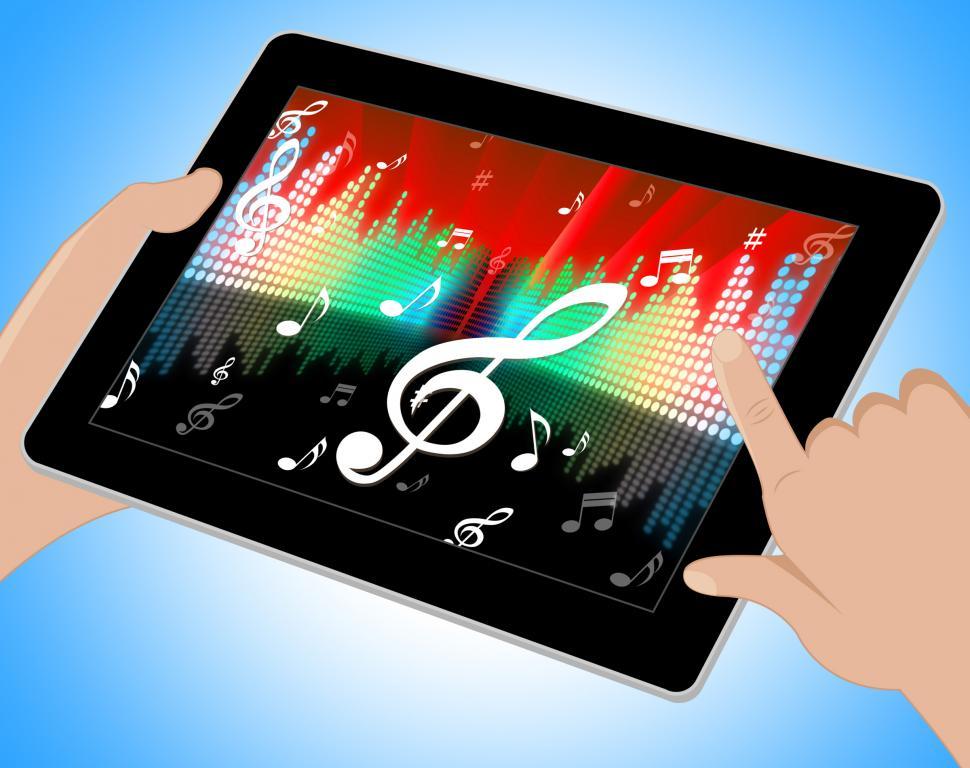 Free Image of Notes Equaliser Represents Sound Track And Abstract Tablet 