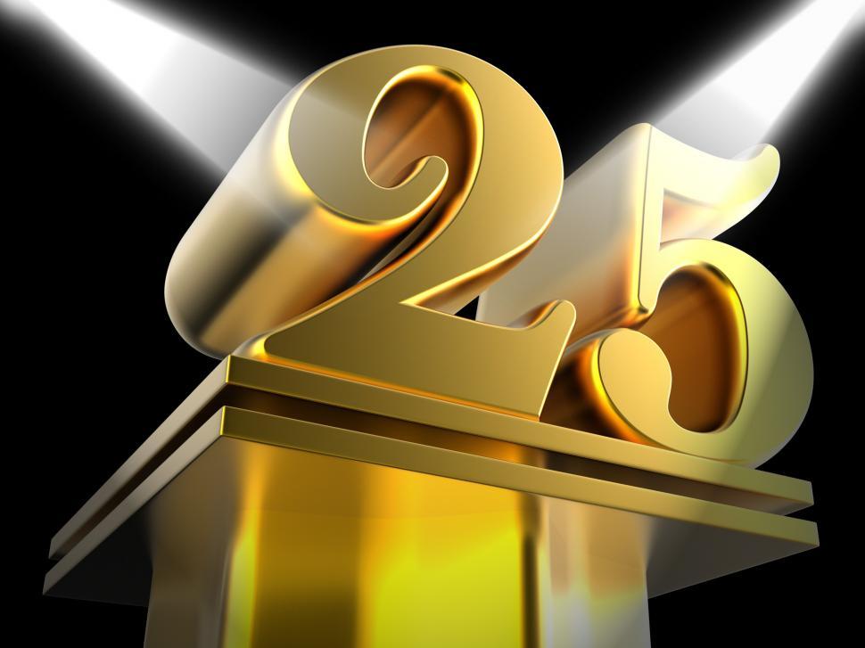 Free Image of Golden Twenty Five On Pedestal Shows Twenty Fifth Movie Annivers 