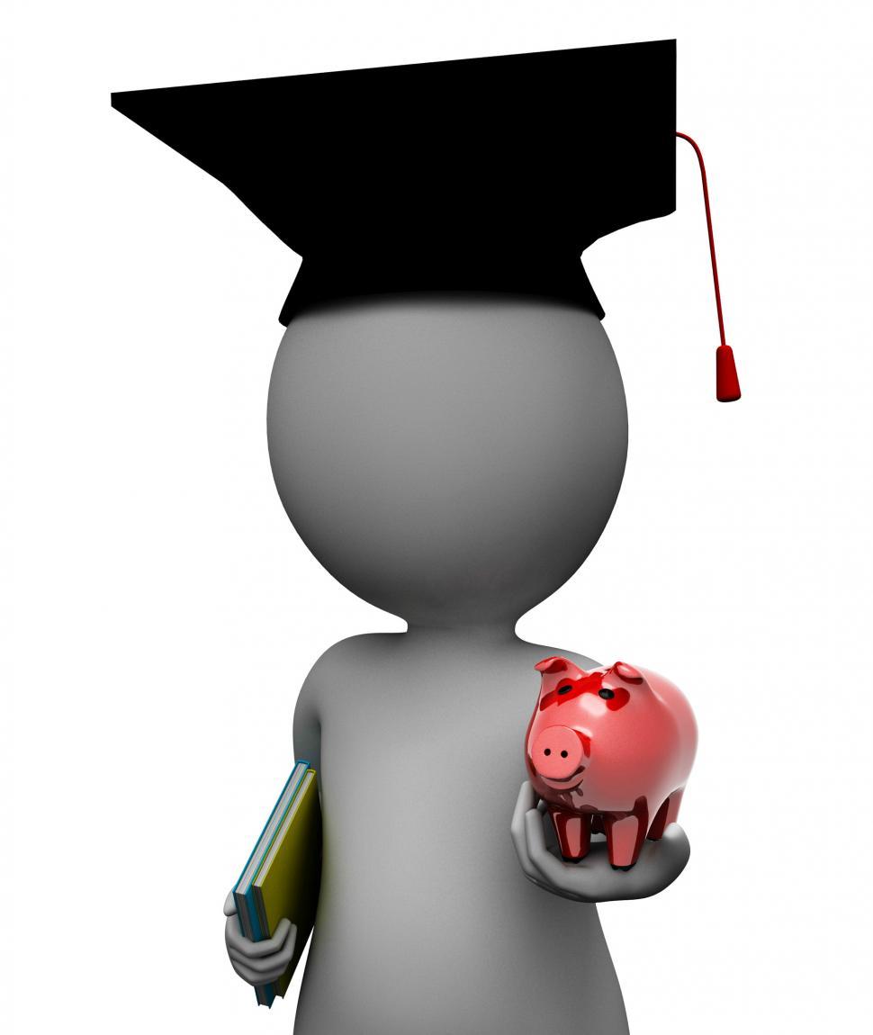 Free Image of Education Savings Shows Piggy Bank And Rich 3d Rendering 