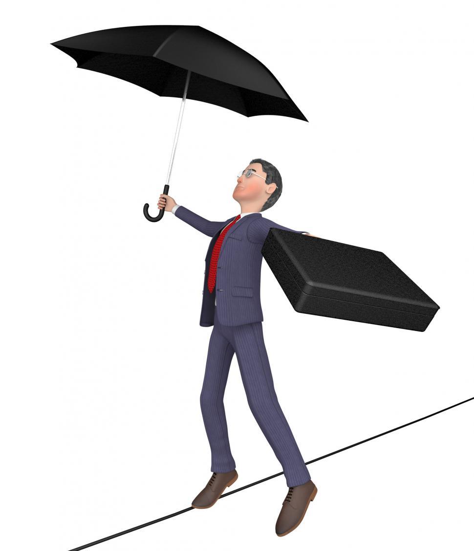 Download Free Stock Photo of Businessman Balancing Shows Tightrope Walker And Balanced 3d Ren 