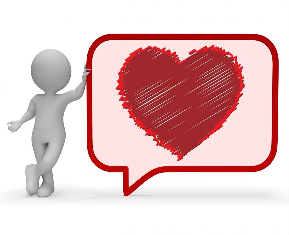 Free Image of Heart Speech Bubble Means Valentines Day 3d Rendering 