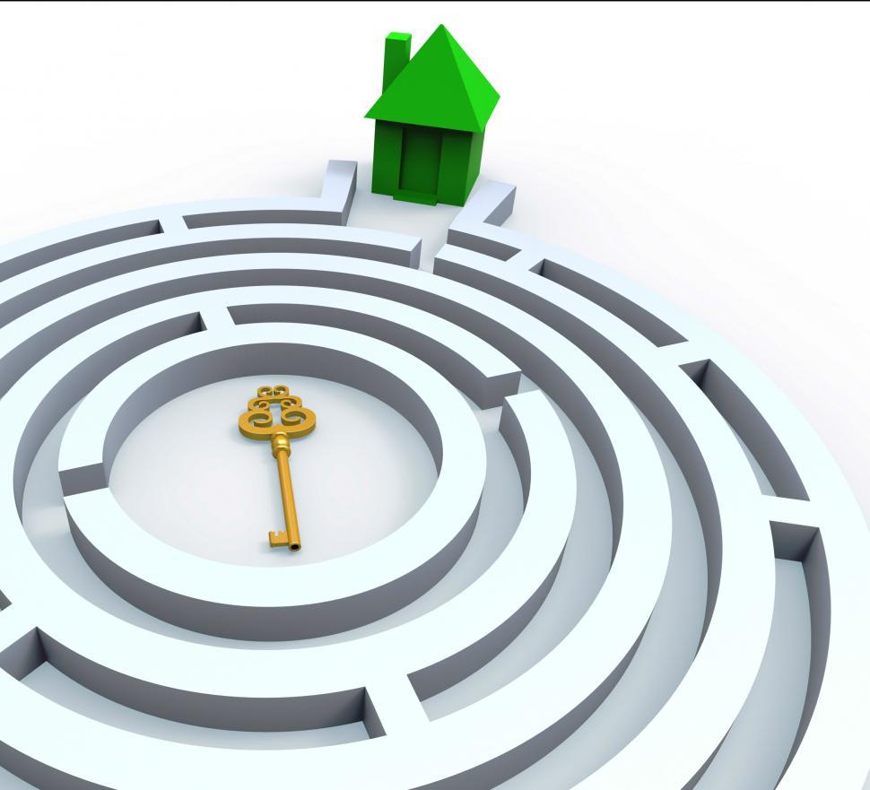 Free Image of Key To Home In Maze Shows Property Search 