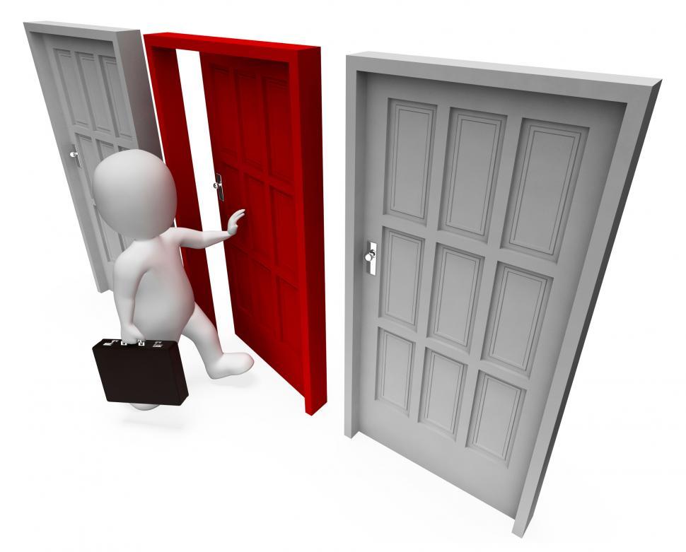 Free Image of Character Doors Shows Business Person And Path 3d Rendering 