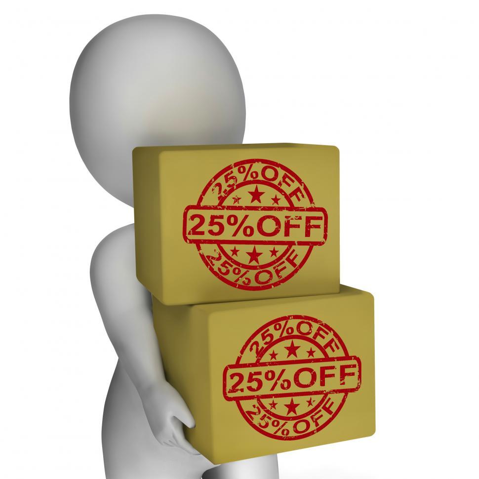 Free Image of Twenty Five Percent Off Boxes Show 25  Price Markdown 