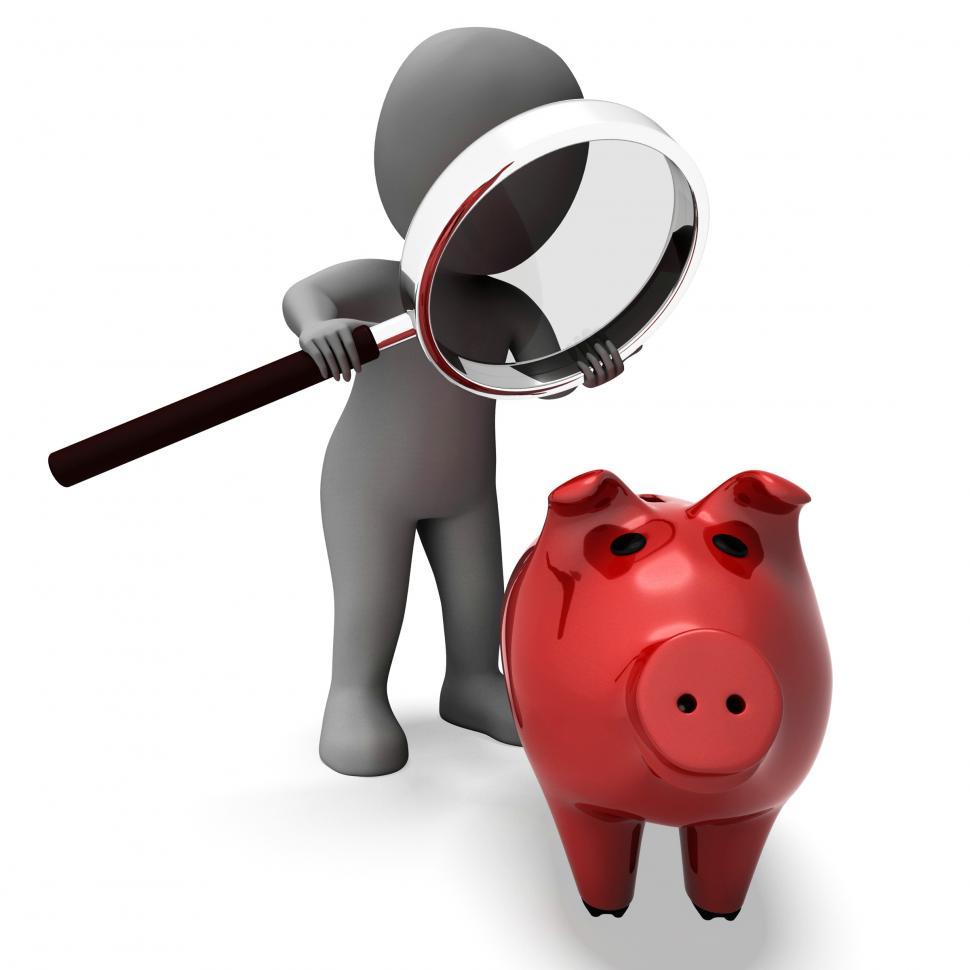 Free Image of Piggy Bank And Character Shows Savings Finances And Banking 