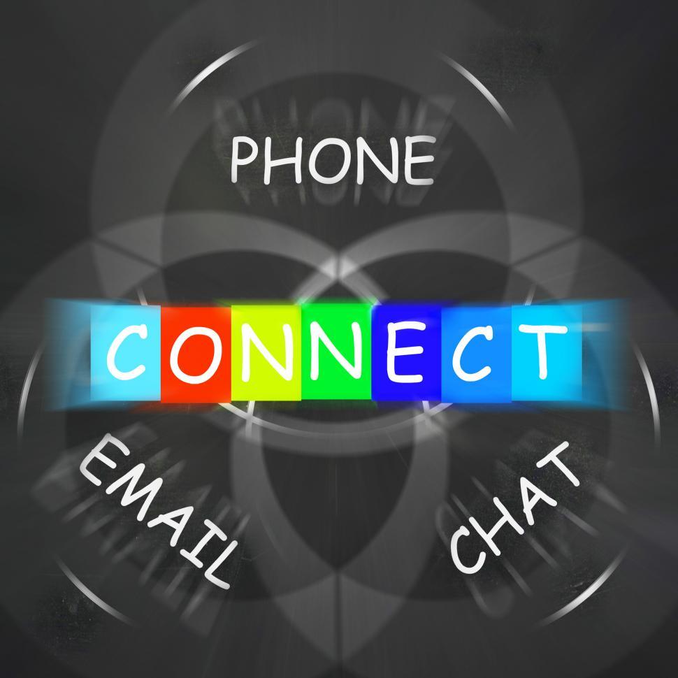 Free Image of Words Displays Connect by Phone Email or Chat 