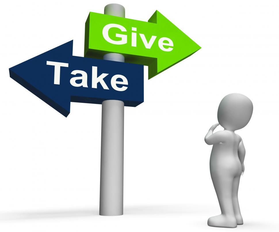 Free Image of Give Take Signpost Shows Giving and Taking 