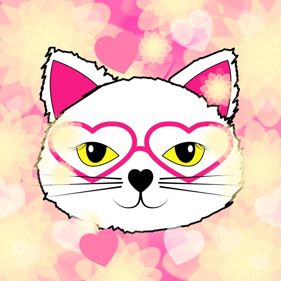 Free Image of Hearts Cat Represents Valentine Day And Felines 