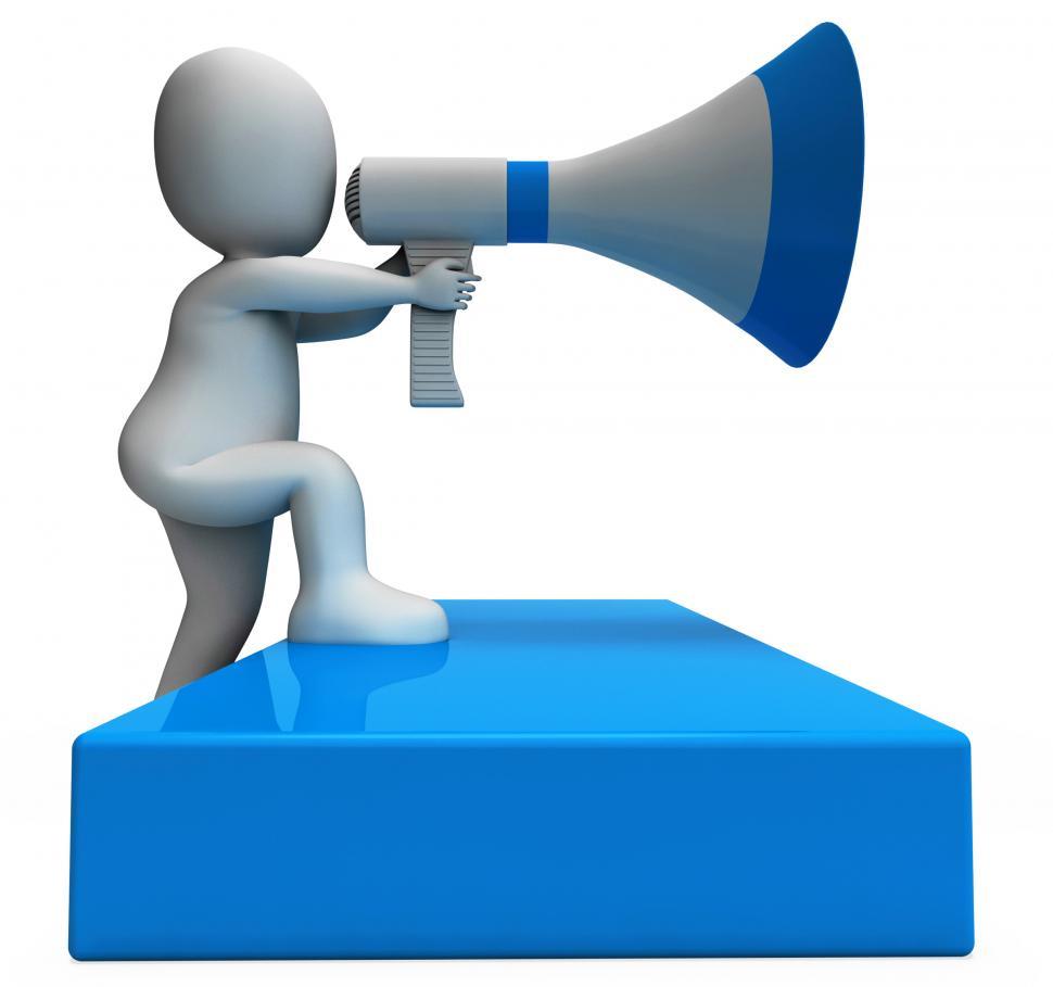 Download Free Stock Photo of Megaphone Character Shows Announcements Announcing And Announce 