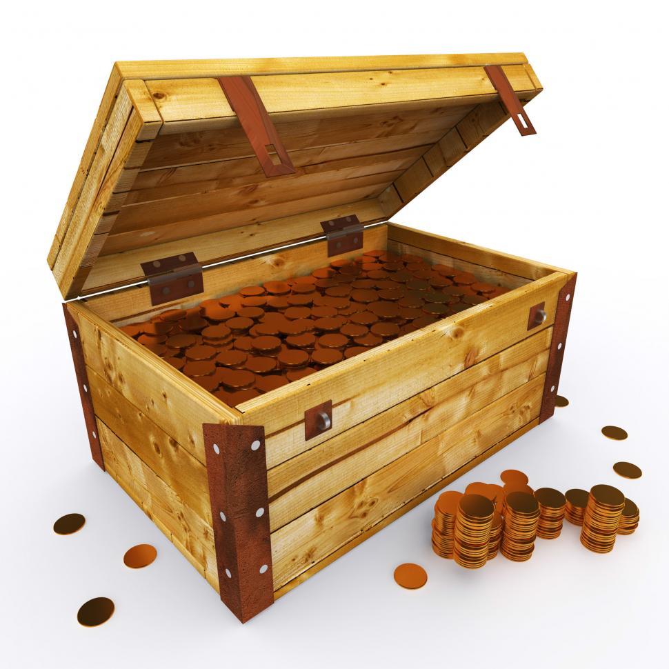 Free Image of Chest Of Coins Blank For Copy Space 