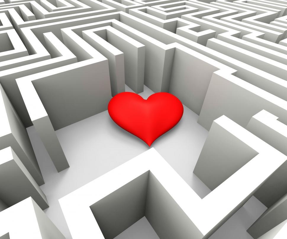 Free Image of Finding Love Shows Heart In Maze 