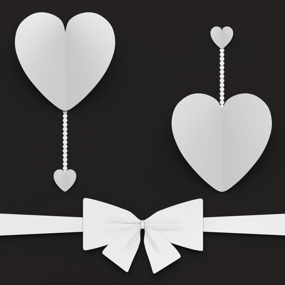 Free Image of Two Hearts With Bow Show Creative Cards Or Love Notes 