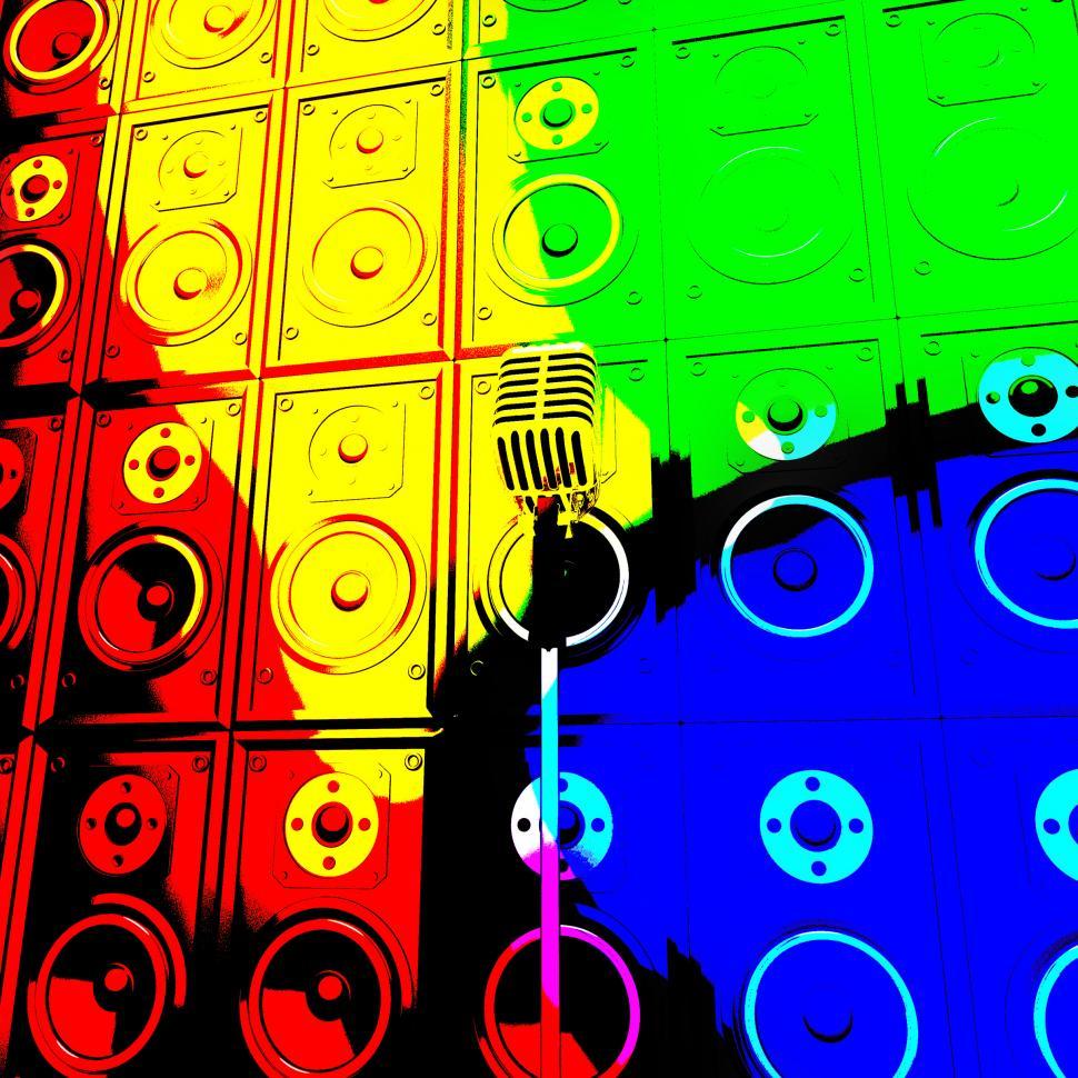 Free Image of Microphone And Loud Speakers Shows Live Music Performing Or Ente 